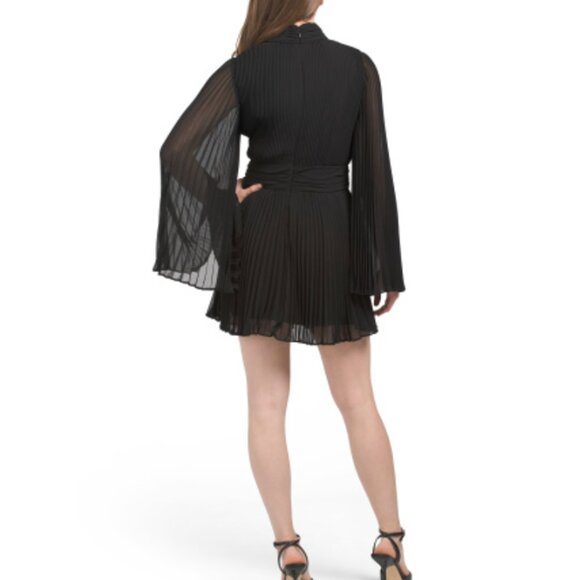 NWT Milly Rosemary Pleated Mock-Neck Chiffon Mini Dress - Picture 2 of 7